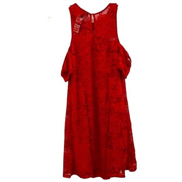 MATERIAL GIRL bright red lace cold shoulder dress size XL - Picture 4 of 13